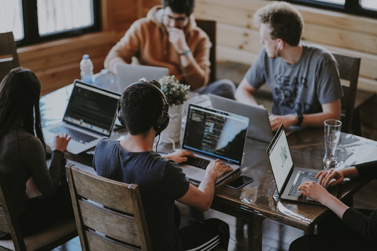 Professional team collaborating during a security training session